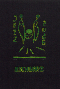 Matthias Schwarz :: Titel 2026 - Taiko-Saito - 2025 - Linolschnitt 11x19cm