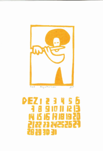 Matthias Schwarz :: Dezember 2026 - Sonja-Horlache - 2025 - Linolschnitt 10,5x21,5cm