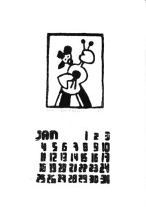 Matthias Schwarz :: Januar 2027 - Uwe Kropinski - 2026 - Linolschnitt 10,5x21,5cm