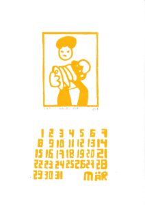 Matthias Schwarz :: März 2027 - Valentin Butt - 2026 - Linolschnitt 10,5x21,5cm